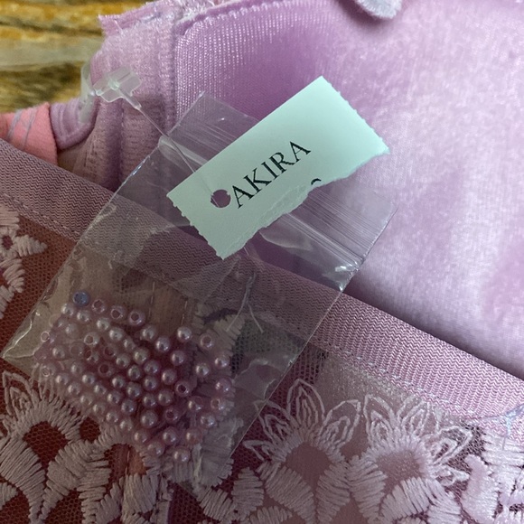 NWT Akira M 32-34 B-D CUP SEXY PINK CORSET BEADED SEQUINS TIE BACK ZIPPER SIDE - Picture 5 of 6